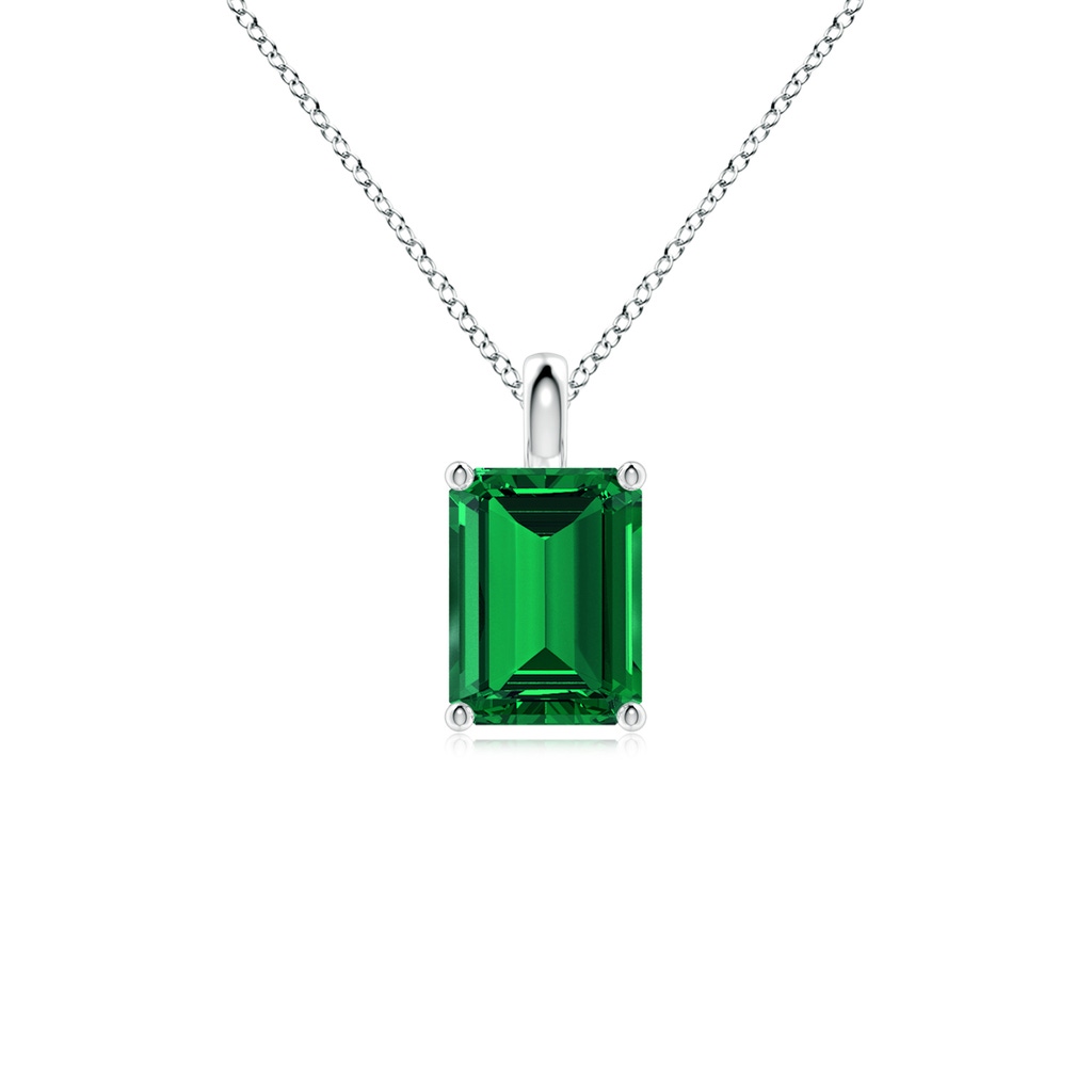 8x6mm Labgrown Lab-Grown Solitaire Emerald-Cut Emerald Classic Pendant in P950 Platinum