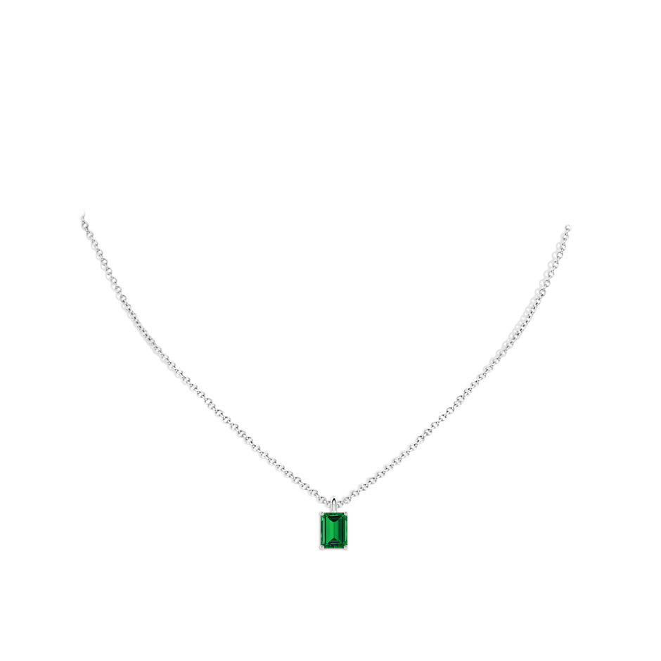 8x6mm Labgrown Lab-Grown Solitaire Emerald-Cut Emerald Classic Pendant in White Gold pen