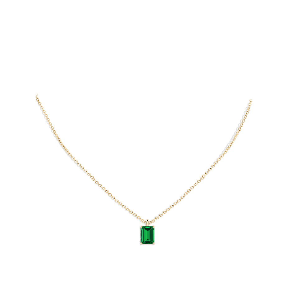 9x7mm Labgrown Lab-Grown Solitaire Emerald-Cut Emerald Classic Pendant in 18K Yellow Gold pen