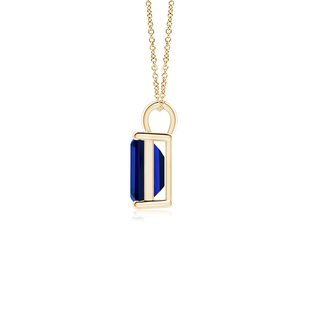 8x6mm Labgrown Lab-Grown Solitaire Emerald-Cut Blue Sapphire Classic Pendant in Yellow Gold Side 199