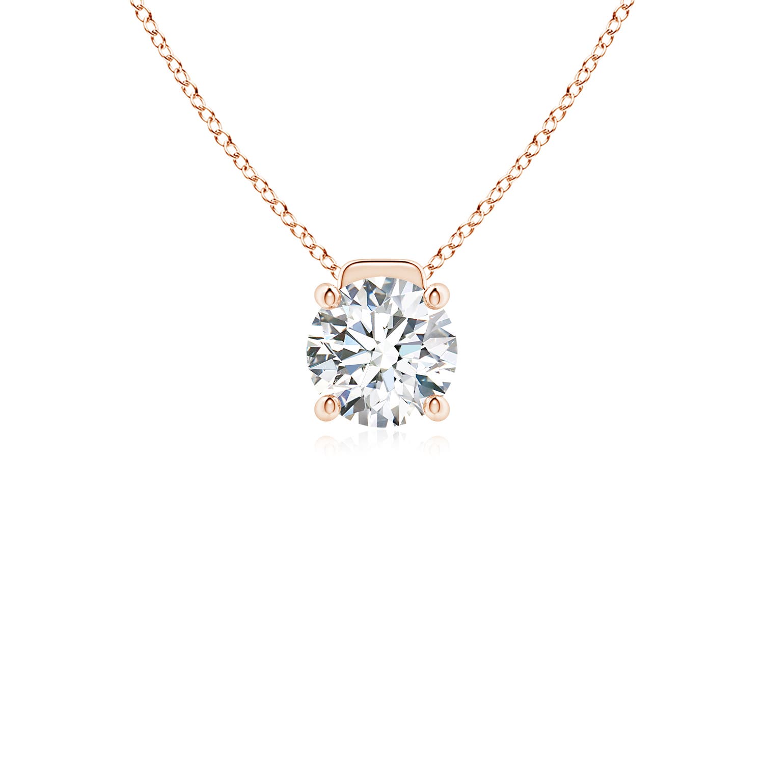 6.4mm FGVS Lab-Grown Solitaire Round Diamond Floating Pendant in 18CT Rose Gold