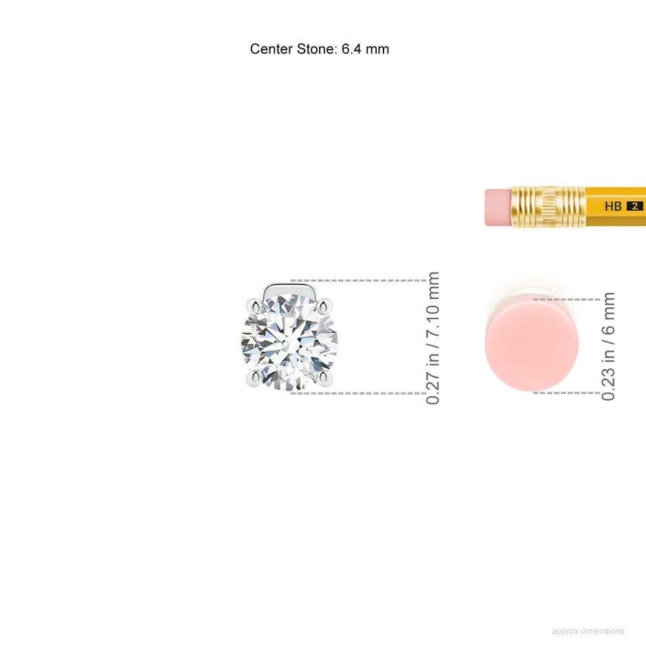 6.4mm FGVS Lab-Grown Solitaire Round Diamond Floating Pendant in P950 Platinum ruler