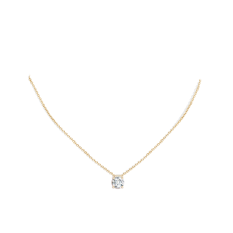 8mm FGVS Lab-Grown Solitaire Round Diamond Floating Pendant in 18K Yellow Gold pen