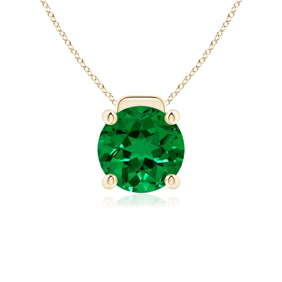 10mm Labgrown Lab-Grown Solitaire Round Emerald Floating Pendant in 18K Yellow Gold 