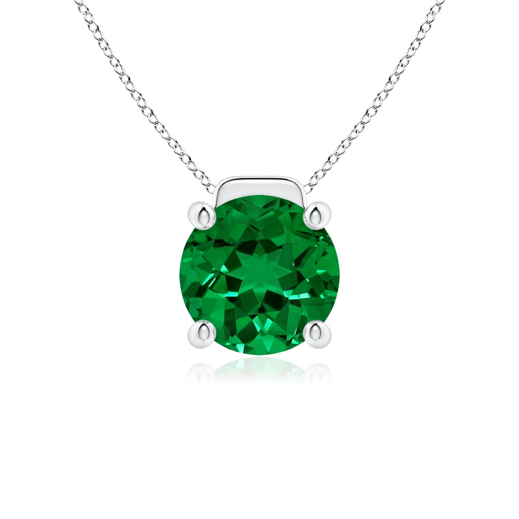 10mm Labgrown Lab-Grown Solitaire Round Emerald Floating Pendant in P950 Platinum