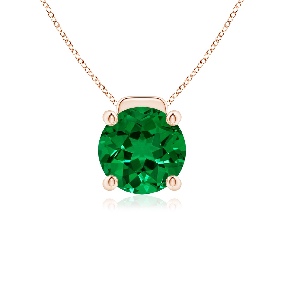10mm Labgrown Lab-Grown Solitaire Round Emerald Floating Pendant in Rose Gold 