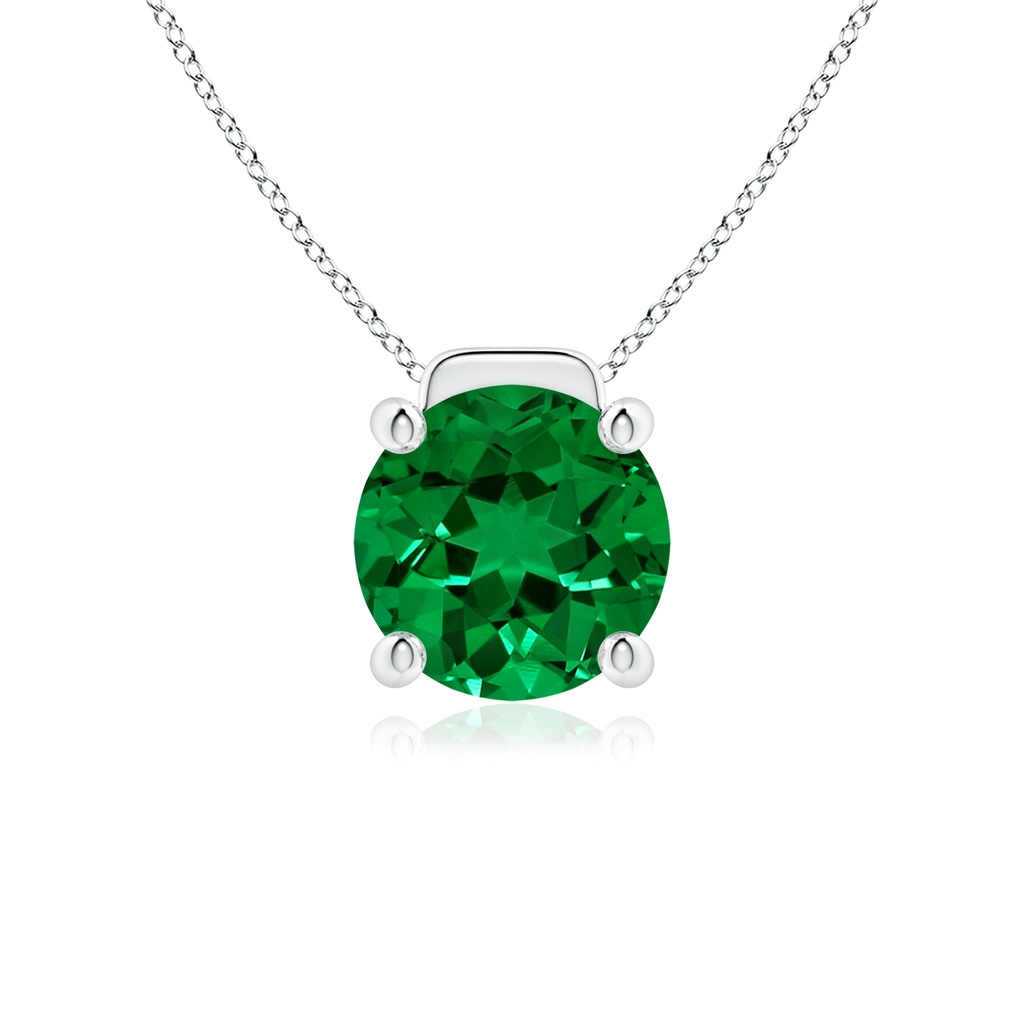 10mm Labgrown Lab-Grown Solitaire Round Emerald Floating Pendant in White Gold