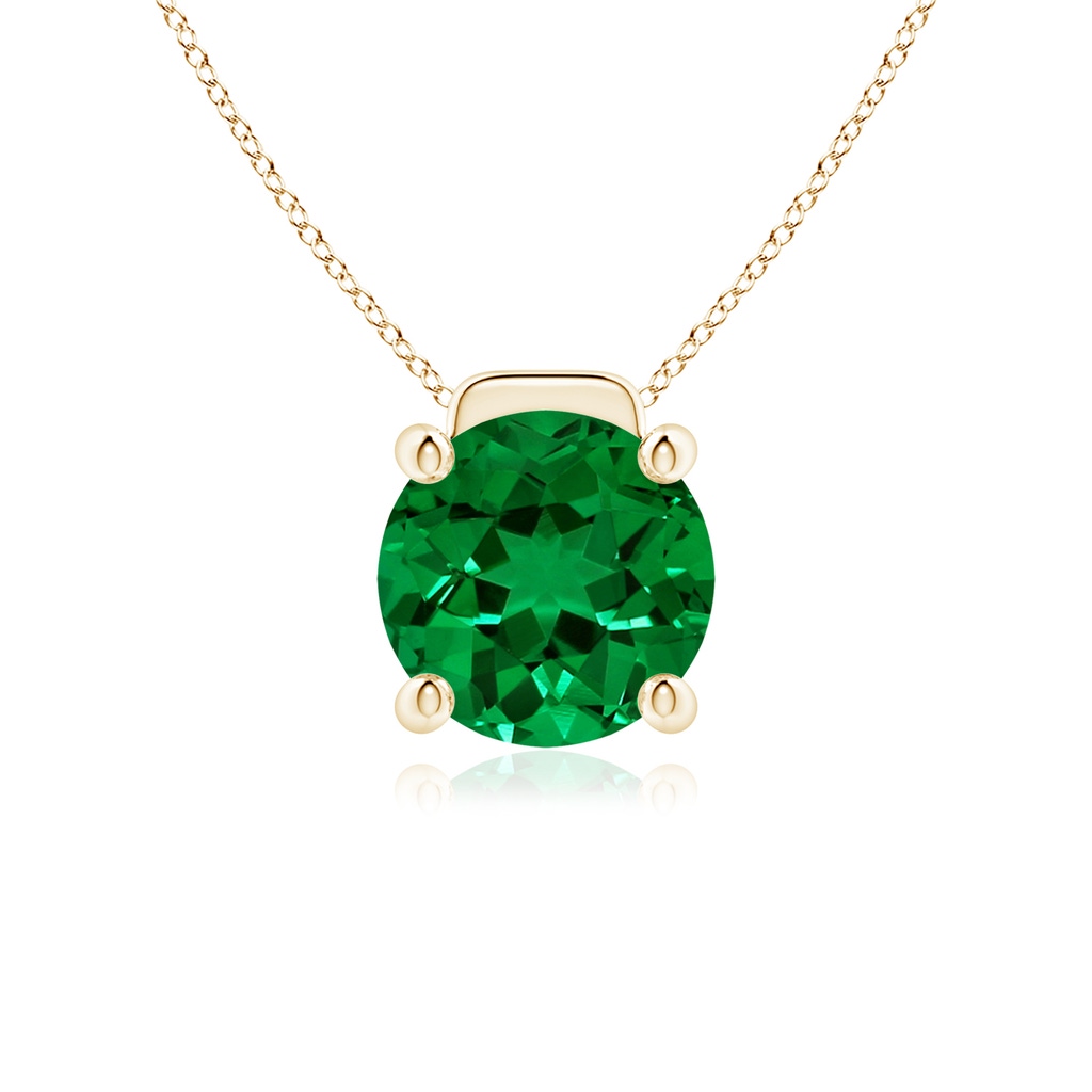 10mm Labgrown Lab-Grown Solitaire Round Emerald Floating Pendant in Yellow Gold