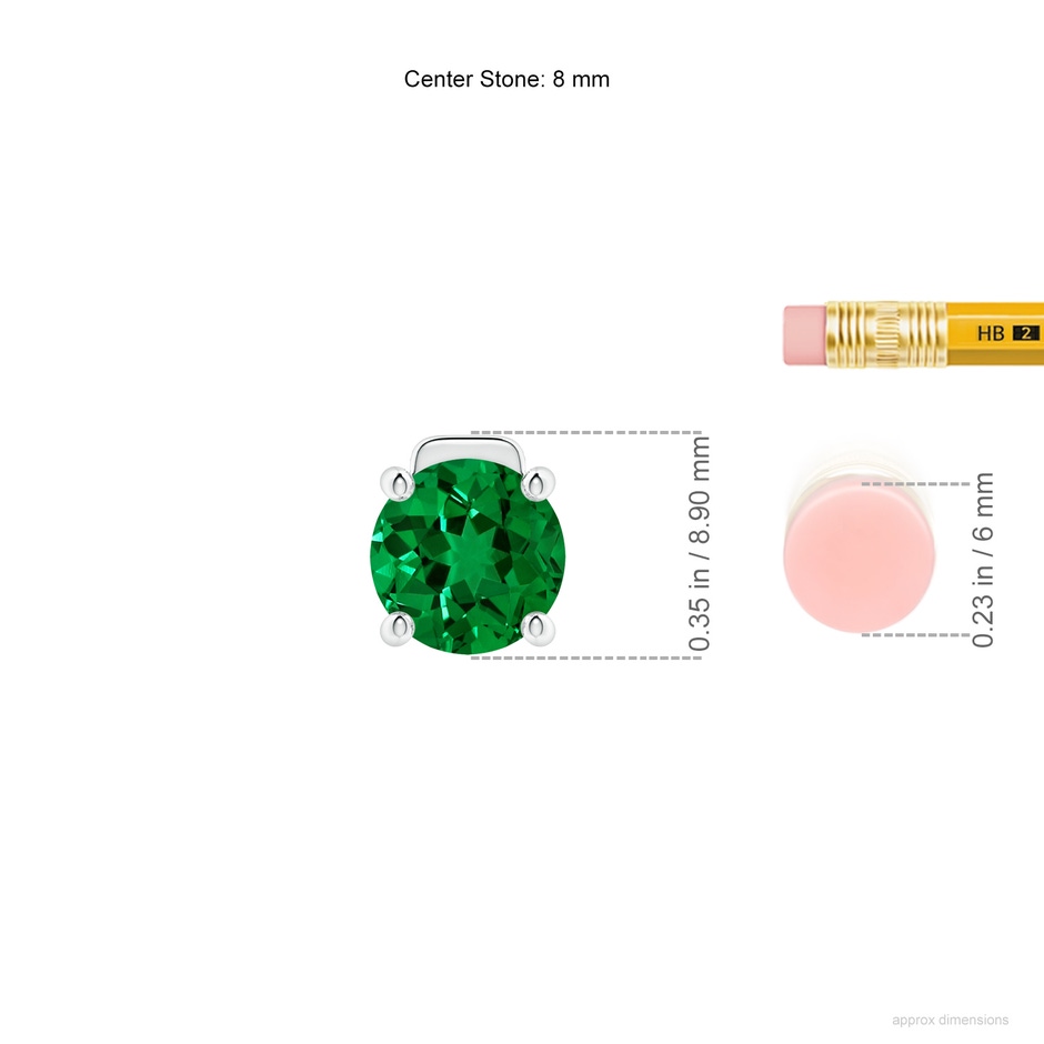 8mm Labgrown Lab-Grown Solitaire Round Emerald Floating Pendant in P950 Platinum ruler