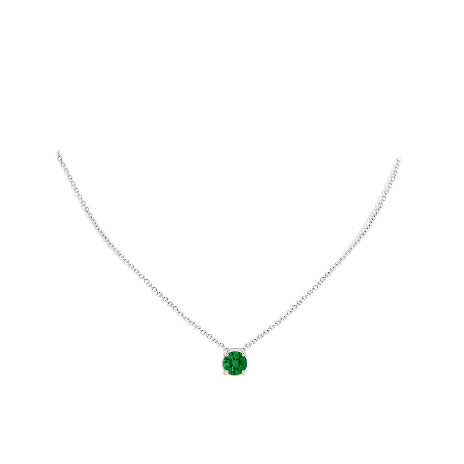 8mm Labgrown Lab-Grown Solitaire Round Emerald Floating Pendant in P950 Platinum pen
