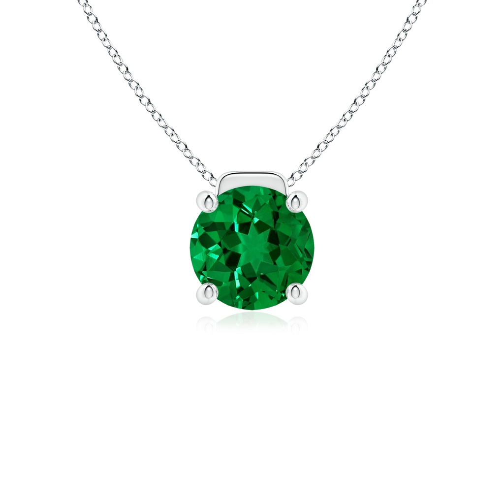 8mm Labgrown Lab-Grown Solitaire Round Emerald Floating Pendant in White Gold