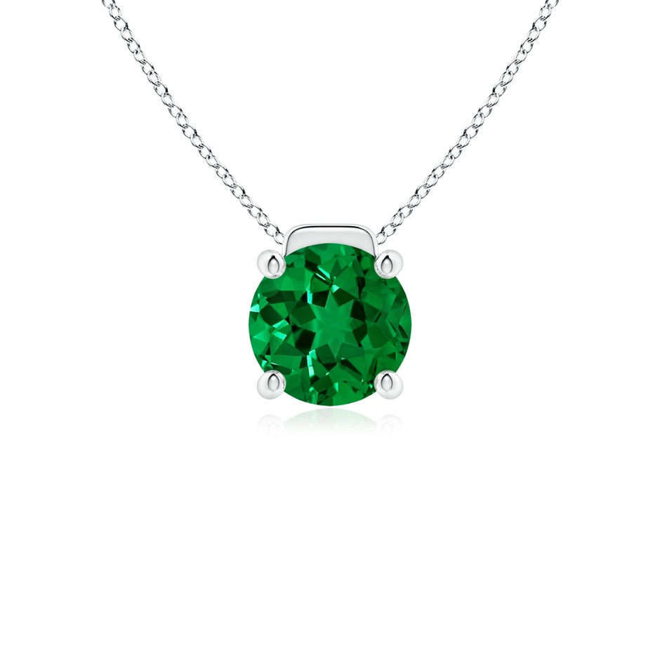 8mm Labgrown Lab-Grown Solitaire Round Emerald Floating Pendant in White Gold 