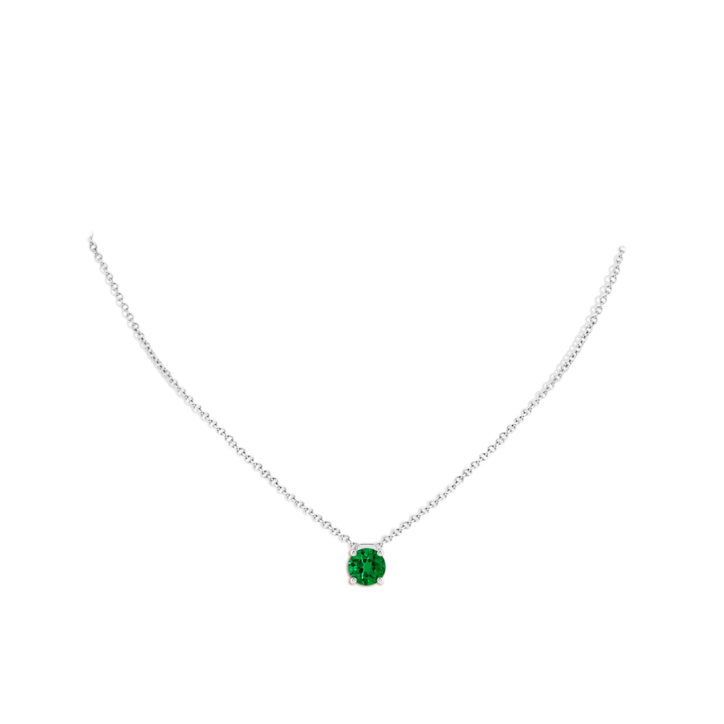 8mm Labgrown Lab-Grown Solitaire Round Emerald Floating Pendant in White Gold pen