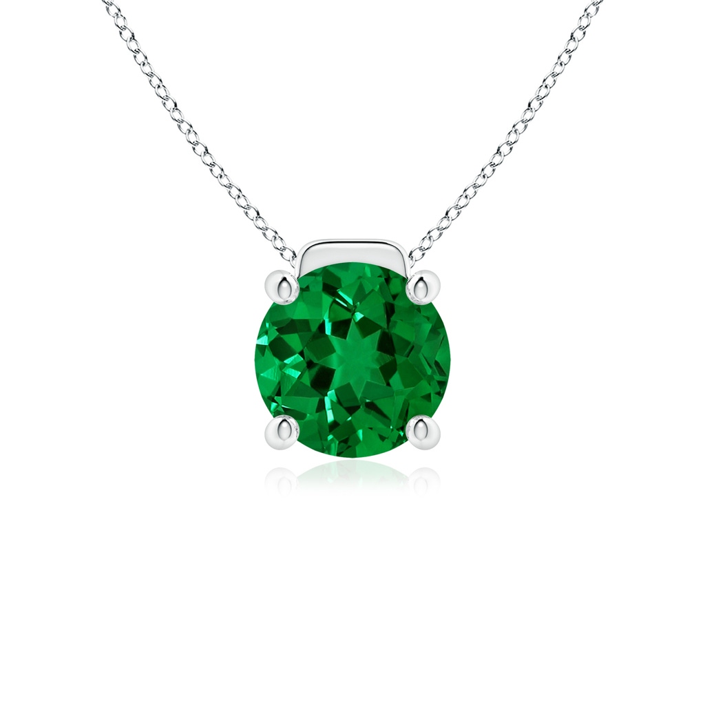 9mm Labgrown Lab-Grown Solitaire Round Emerald Floating Pendant in P950 Platinum