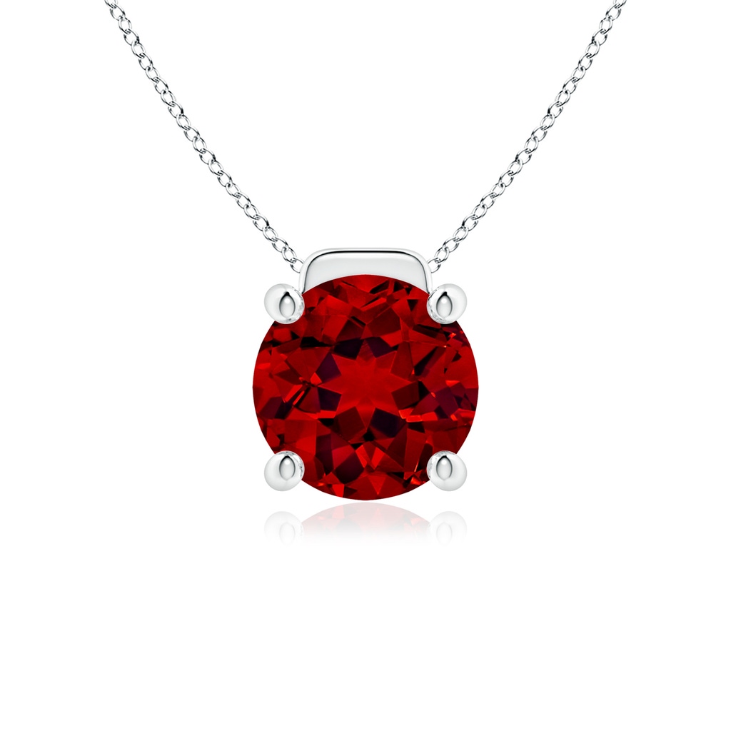 10mm Labgrown Lab-Grown Solitaire Round Ruby Floating Pendant in P950 Platinum