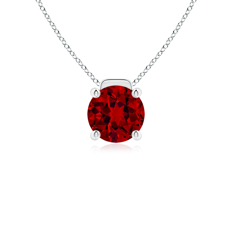 8mm Labgrown Lab-Grown Solitaire Round Ruby Floating Pendant in White Gold 