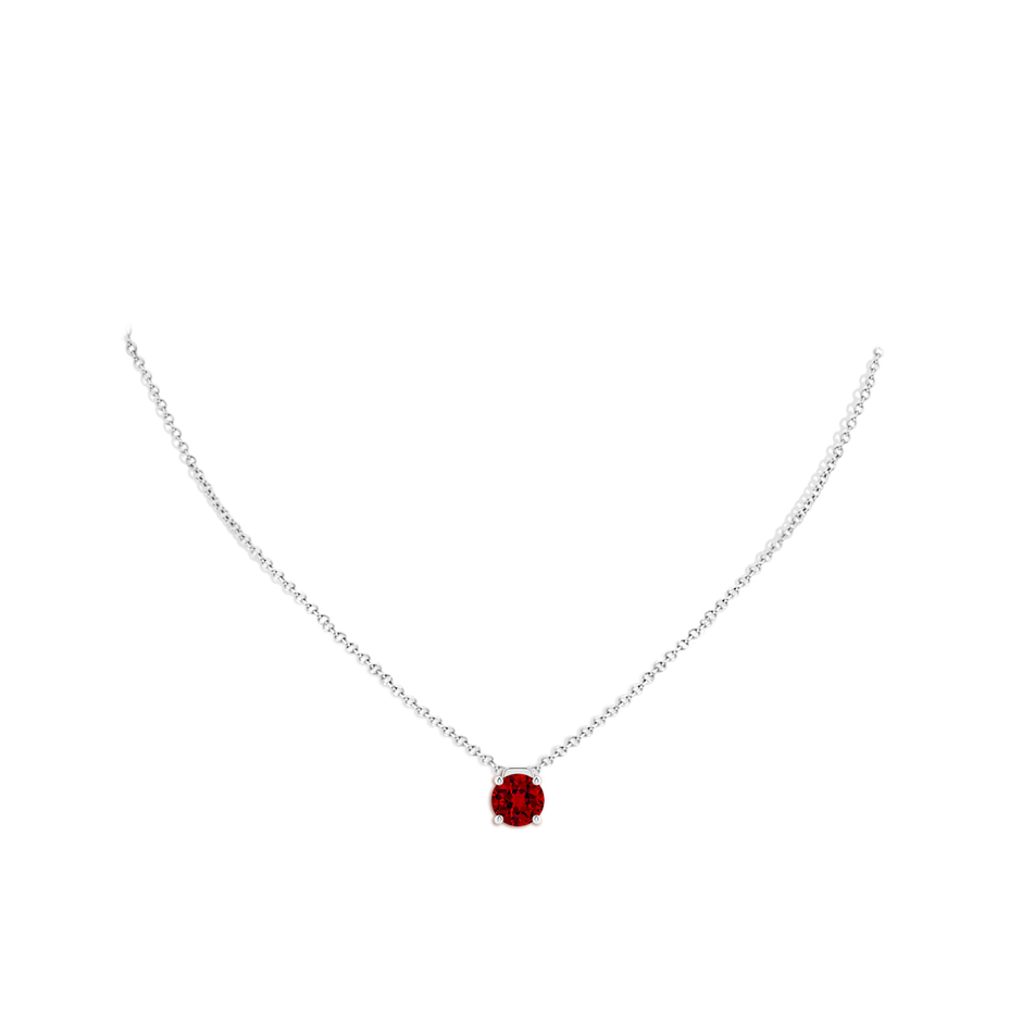 8mm Labgrown Lab-Grown Solitaire Round Ruby Floating Pendant in White Gold pen