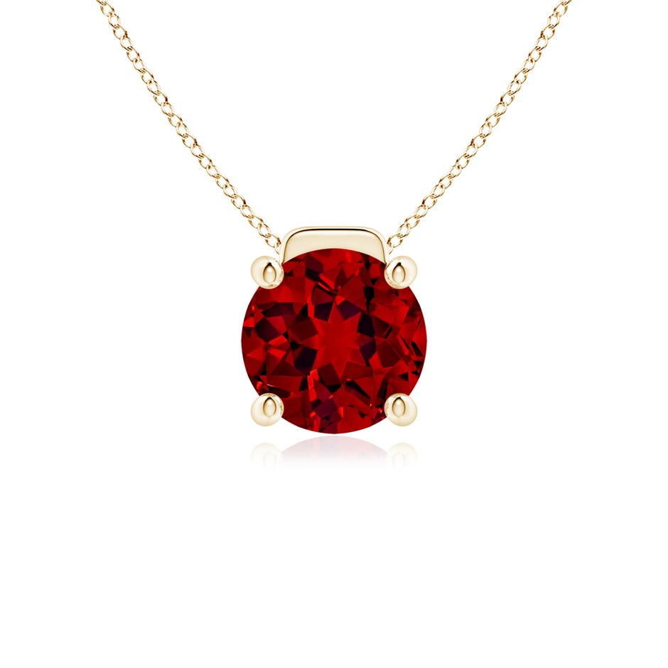 9mm Labgrown Lab-Grown Solitaire Round Ruby Floating Pendant in Yellow Gold 