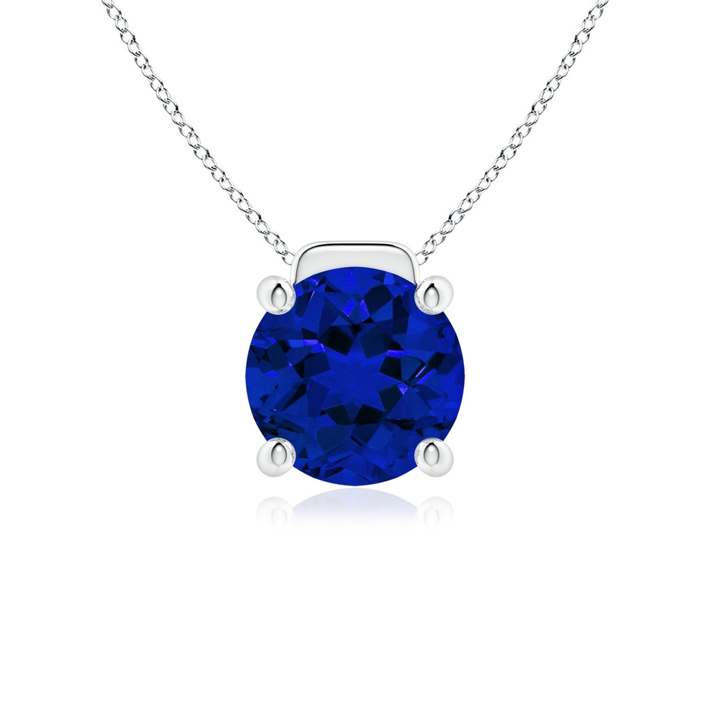 10mm Labgrown Lab-Grown Solitaire Round Blue Sapphire Floating Pendant in P950 Platinum