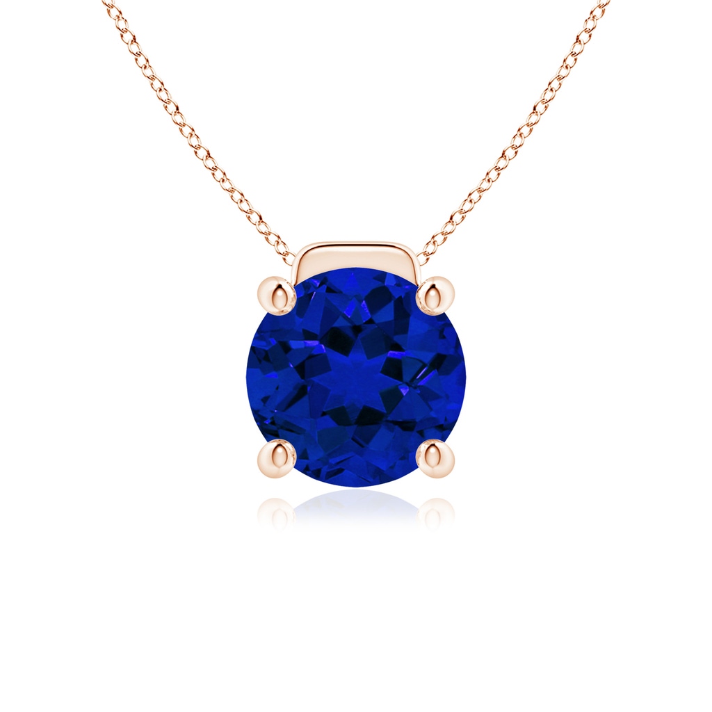 10mm Labgrown Lab-Grown Solitaire Round Blue Sapphire Floating Pendant in Rose Gold