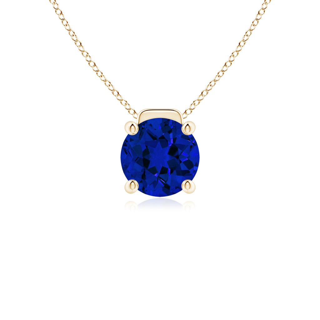 8mm Labgrown Lab-Grown Solitaire Round Blue Sapphire Floating Pendant in Yellow Gold