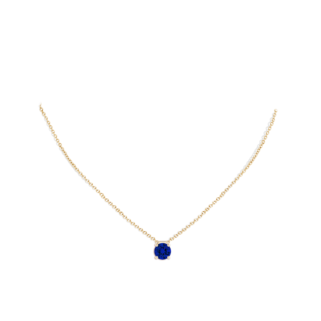 8mm Labgrown Lab-Grown Solitaire Round Blue Sapphire Floating Pendant in Yellow Gold pen