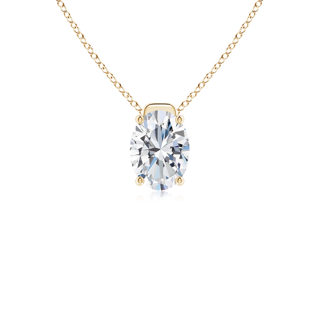 7.7x5.7mm FGVS Lab-Grown Solitaire Oval Diamond Floating Pendant in Yellow Gold
