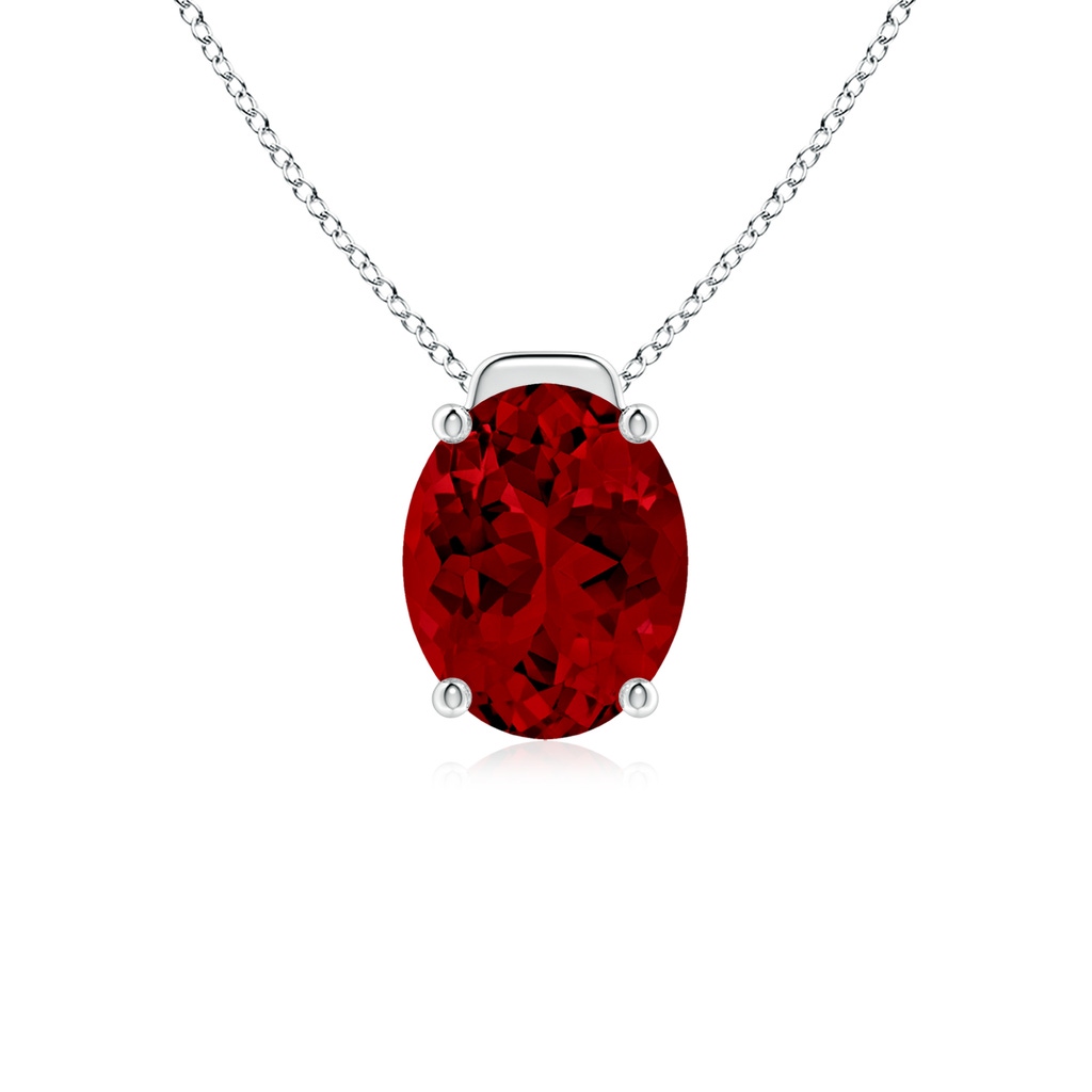 10x8mm Labgrown Lab-Grown Solitaire Oval Ruby Floating Pendant in P950 Platinum
