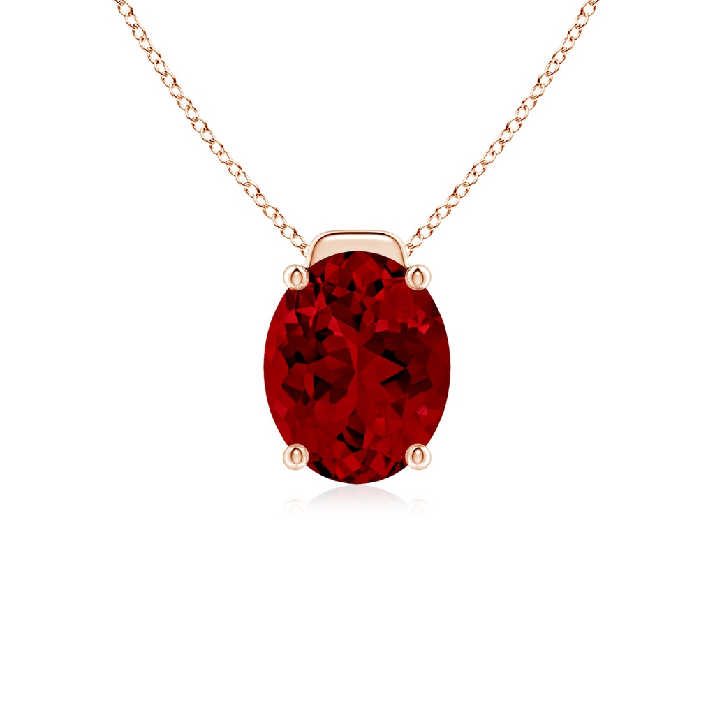 10x8mm Labgrown Lab-Grown Solitaire Oval Ruby Floating Pendant in Rose Gold