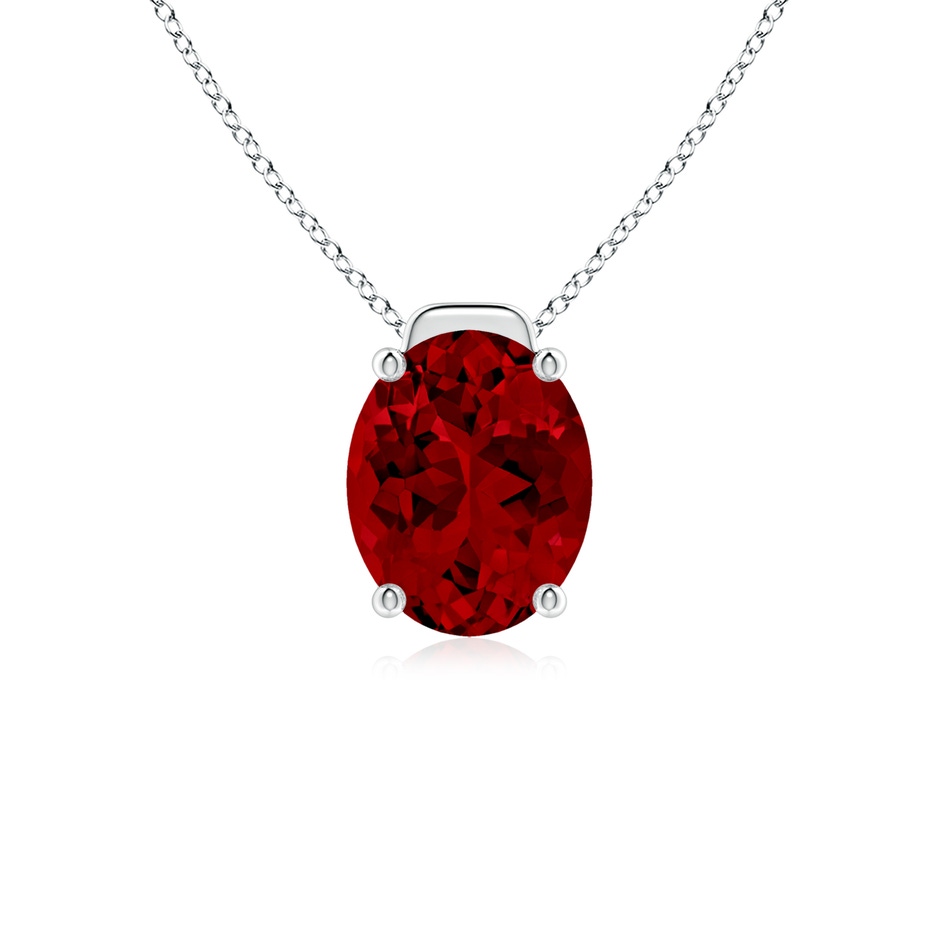 10x8mm Labgrown Lab-Grown Solitaire Oval Ruby Floating Pendant in White Gold 