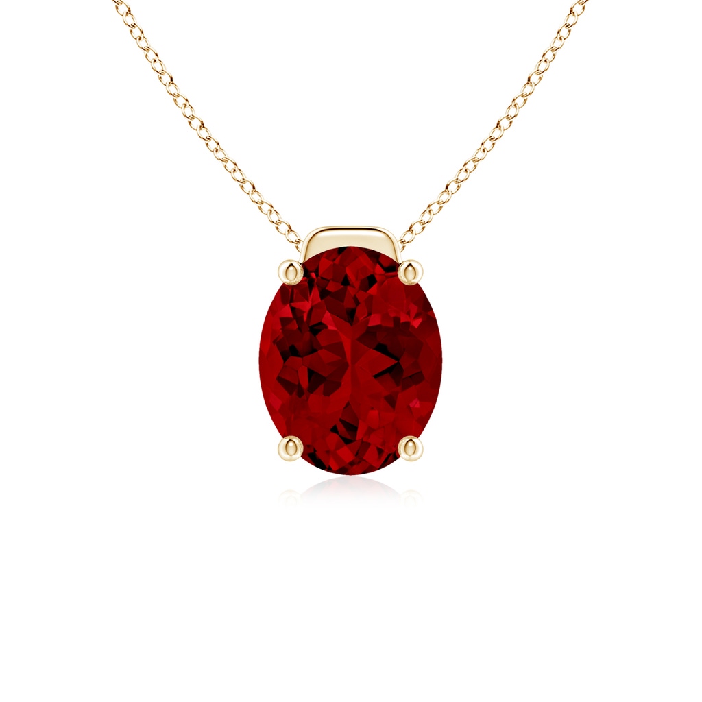 10x8mm Labgrown Lab-Grown Solitaire Oval Ruby Floating Pendant in Yellow Gold