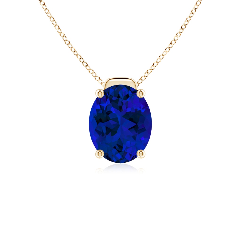 10x8mm Labgrown Lab-Grown Solitaire Oval Blue Sapphire Floating Pendant in Yellow Gold