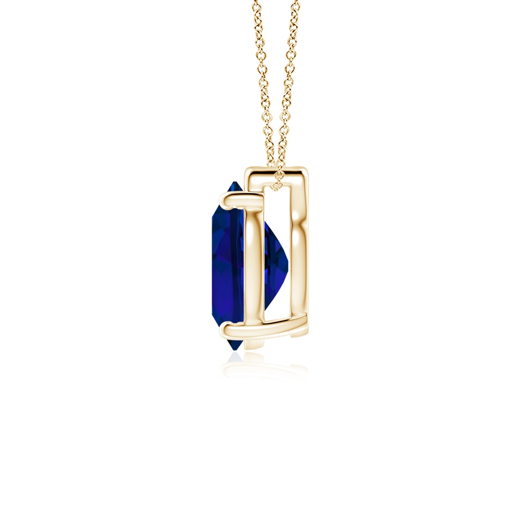 10x8mm Labgrown Lab-Grown Solitaire Oval Blue Sapphire Floating Pendant in Yellow Gold Side 199