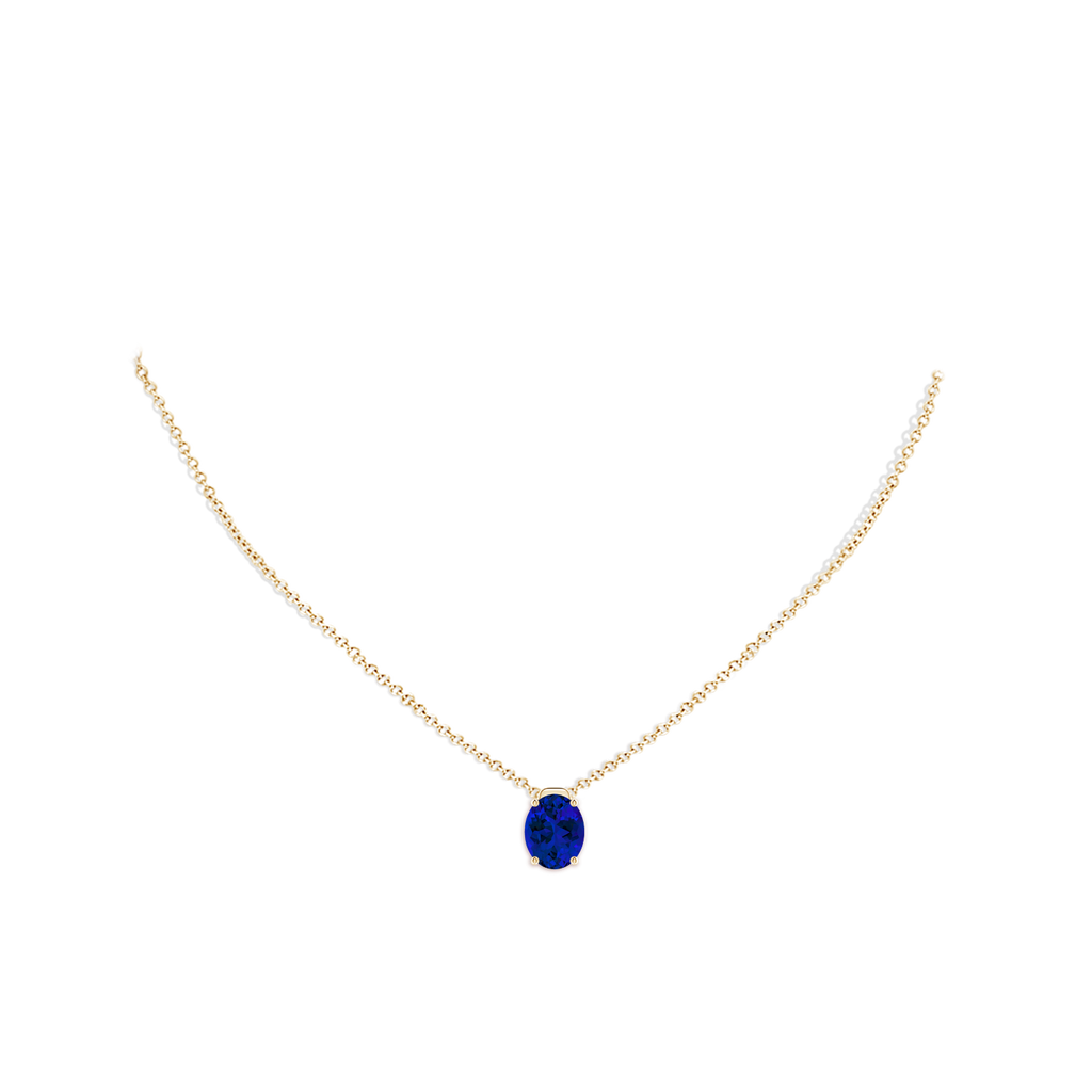 10x8mm Labgrown Lab-Grown Solitaire Oval Blue Sapphire Floating Pendant in Yellow Gold pen