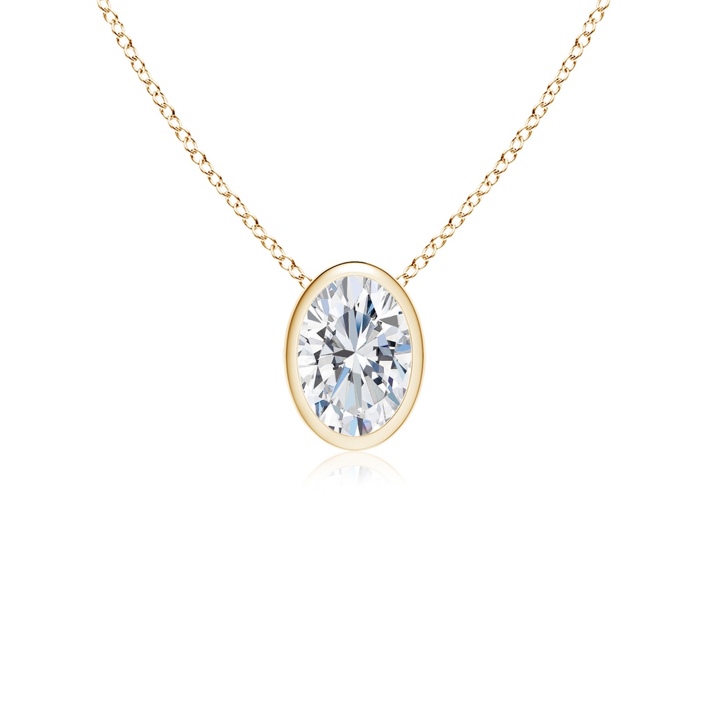 7.3x5.2mm FGVS Lab-Grown Bezel-Set Oval Diamond Solitaire Pendant in Yellow Gold