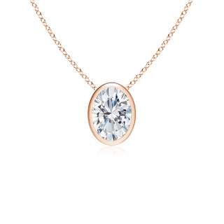 7.7x5.7mm FGVS Lab-Grown Bezel-Set Oval Diamond Solitaire Pendant in 9K Rose Gold