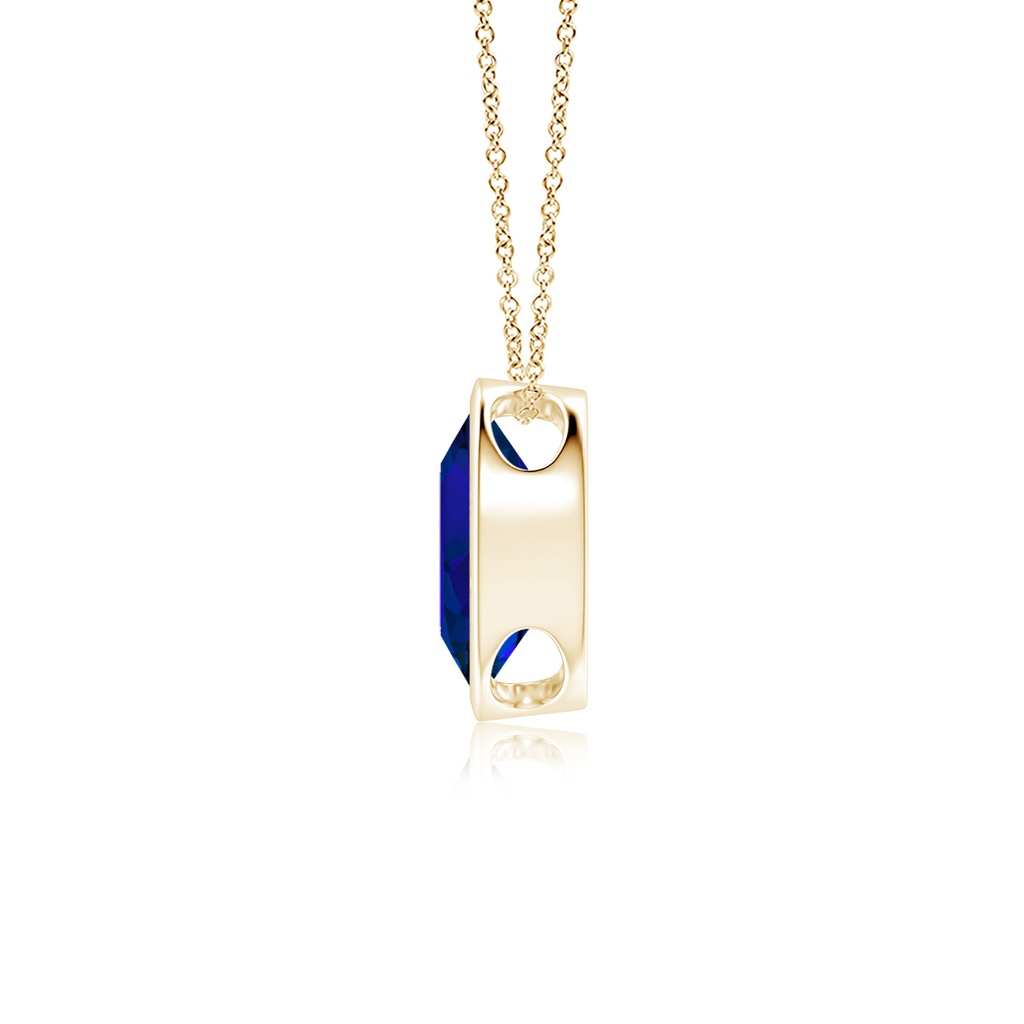 9x7mm Labgrown Lab-Grown Bezel-Set Oval Blue Sapphire Solitaire Pendant in Yellow Gold Side 199