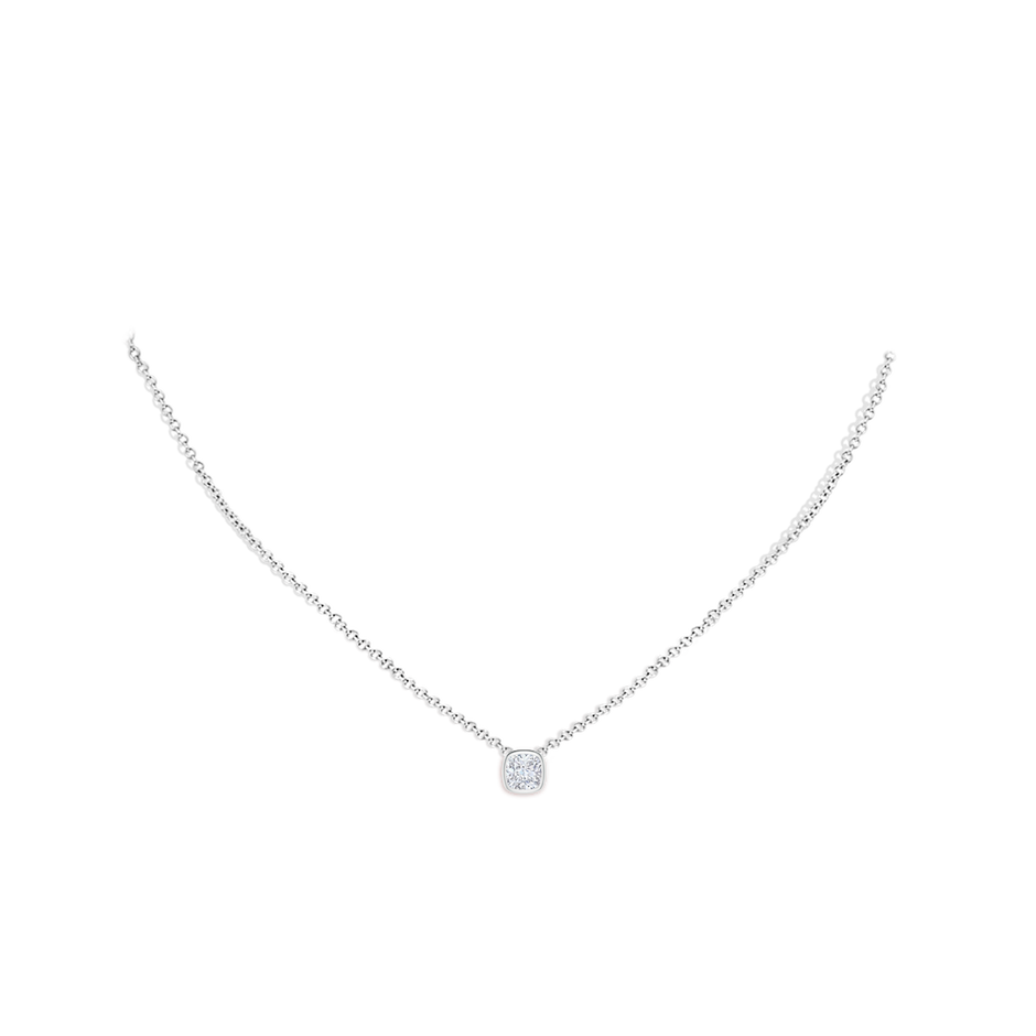 5.25mm FGVS Lab-Grown Bezel-Set Cushion Diamond Solitaire Pendant in P950 Platinum pen