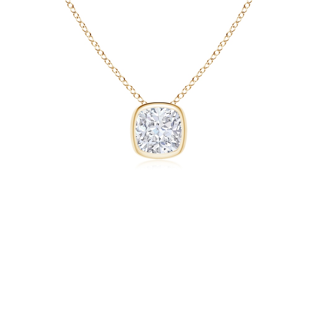 5.25mm FGVS Lab-Grown Bezel-Set Cushion Diamond Solitaire Pendant in Yellow Gold 