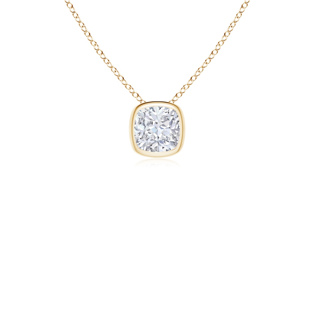 5.25mm FGVS Lab-Grown Bezel-Set Cushion Diamond Solitaire Pendant in Yellow Gold