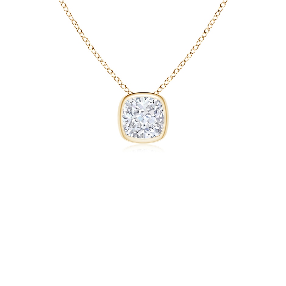 5.25mm FGVS Lab-Grown Bezel-Set Cushion Diamond Solitaire Pendant in Yellow Gold 