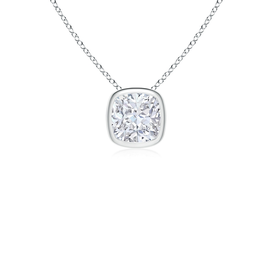 6.5mm FGVS Lab-Grown Bezel-Set Cushion Diamond Solitaire Pendant in White Gold 