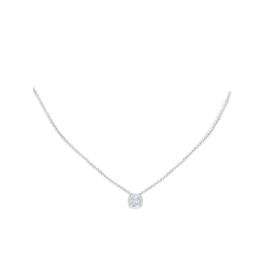 6.5mm FGVS Lab-Grown Bezel-Set Cushion Diamond Solitaire Pendant in White Gold pen