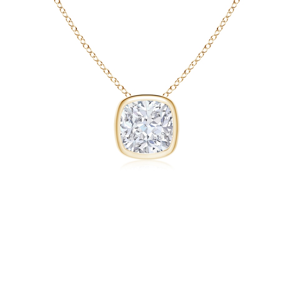 6.5mm FGVS Lab-Grown Bezel-Set Cushion Diamond Solitaire Pendant in Yellow Gold 