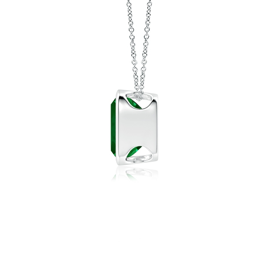 8mm Labgrown Lab-Grown Bezel-Set Cushion Emerald Solitaire Pendant in White Gold side 199