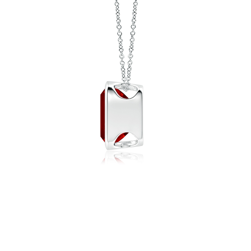 8mm Labgrown Lab-Grown Bezel-Set Cushion Ruby Solitaire Pendant in White Gold Side 199