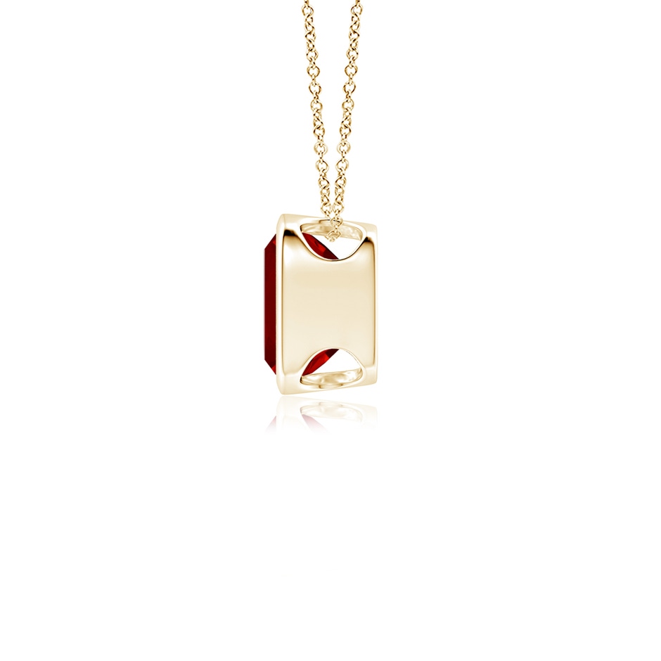 8mm Labgrown Lab-Grown Bezel-Set Cushion Ruby Solitaire Pendant in Yellow Gold Side 199