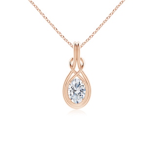 7.3x5.2mm FGVS Lab-Grown Oval Diamond Solitaire Infinity Knot Pendant in 10K Rose Gold