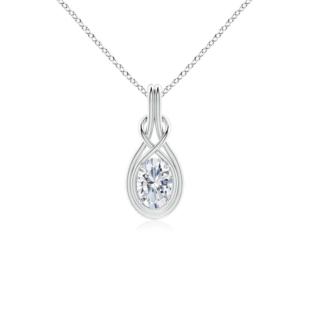7.3x5.2mm FGVS Lab-Grown Oval Diamond Solitaire Infinity Knot Pendant in P950 Platinum