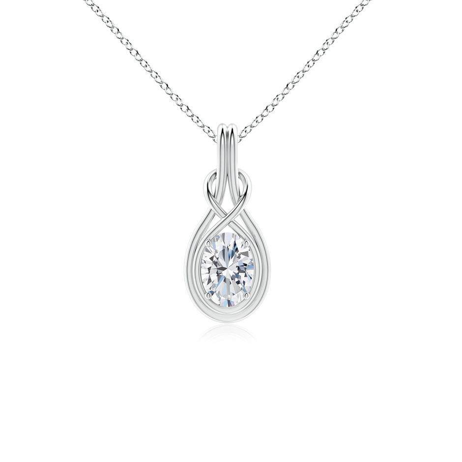 7.3x5.2mm FGVS Lab-Grown Oval Diamond Solitaire Infinity Knot Pendant in P950 Platinum 
